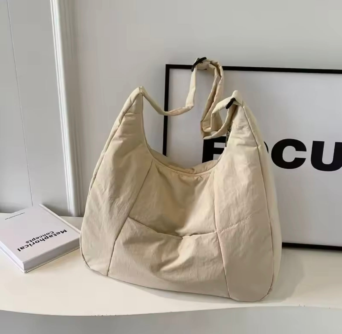 Soft cloth solid color shoulder bag handbag