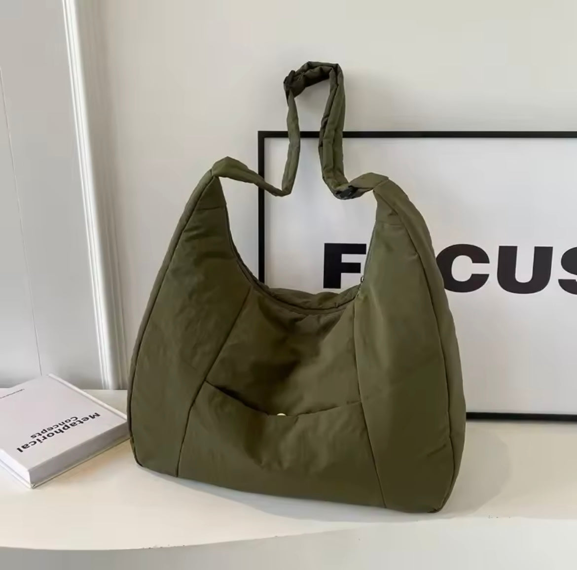 Soft cloth solid color shoulder bag handbag