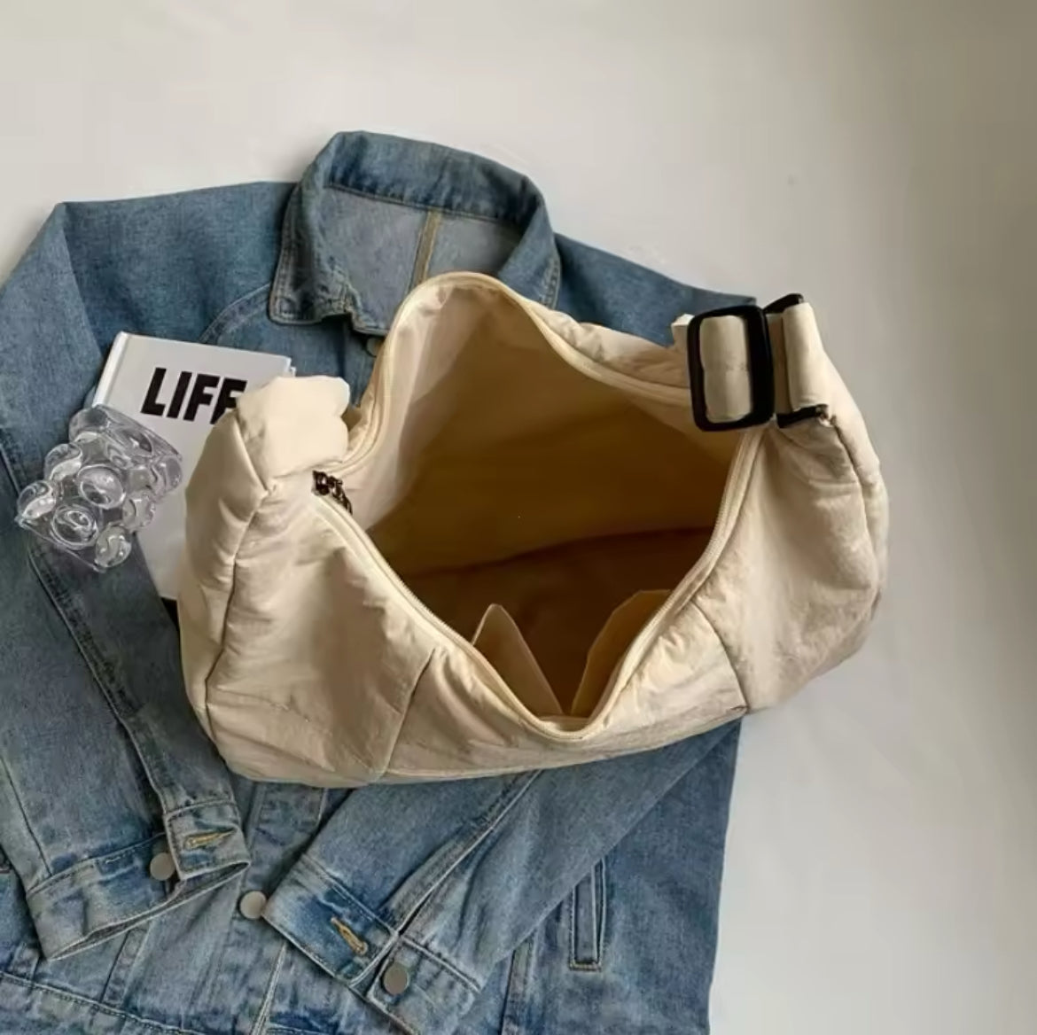 Soft cloth solid color shoulder bag handbag