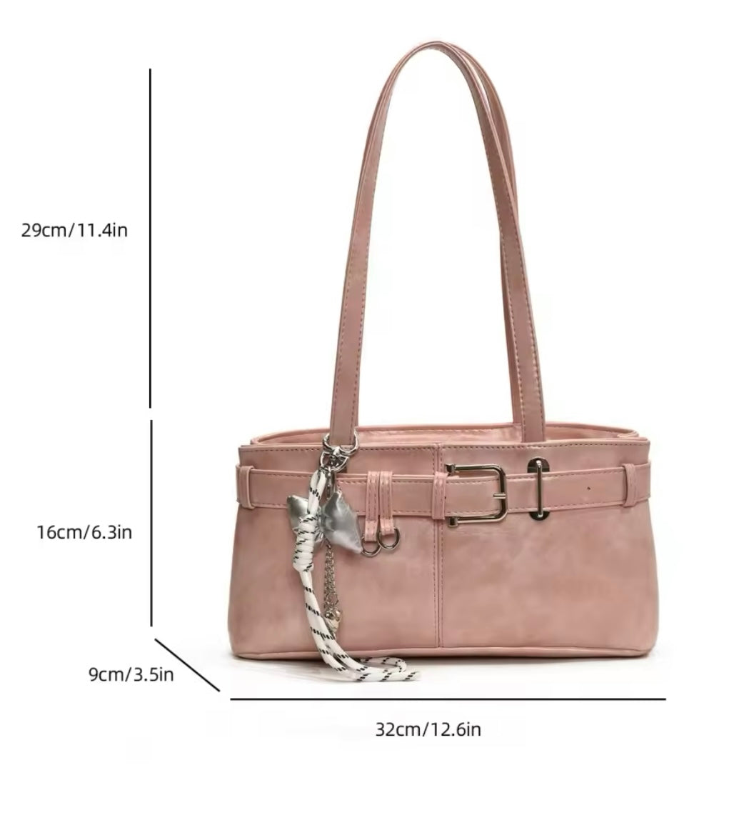 Moods boutique belt buckle y2k faux leather shoulder handbag