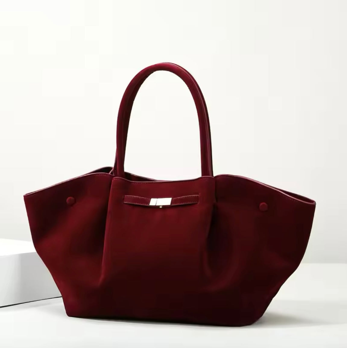 High capacity faux leather suede texture minimalist handbag
