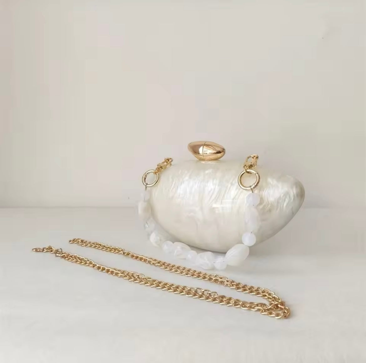 Acrylic shell pearl box clutch purse