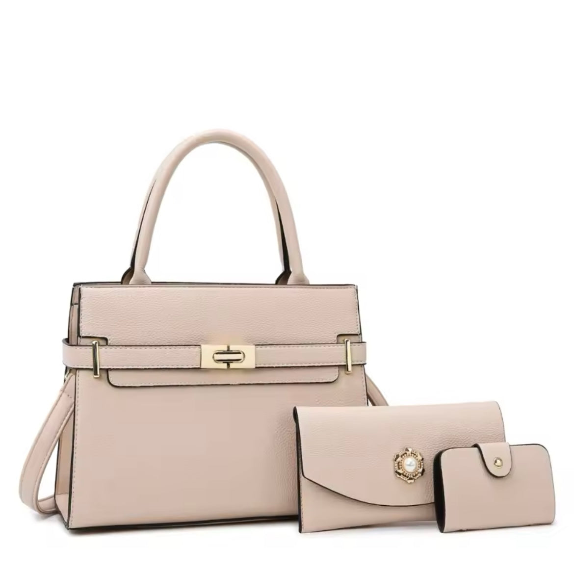 Classic faux leather luxury purse hand bag set