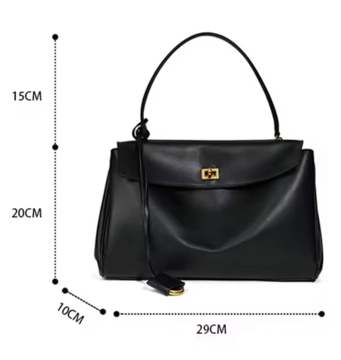 Luxury classy genuine leather exterior buckle handbag