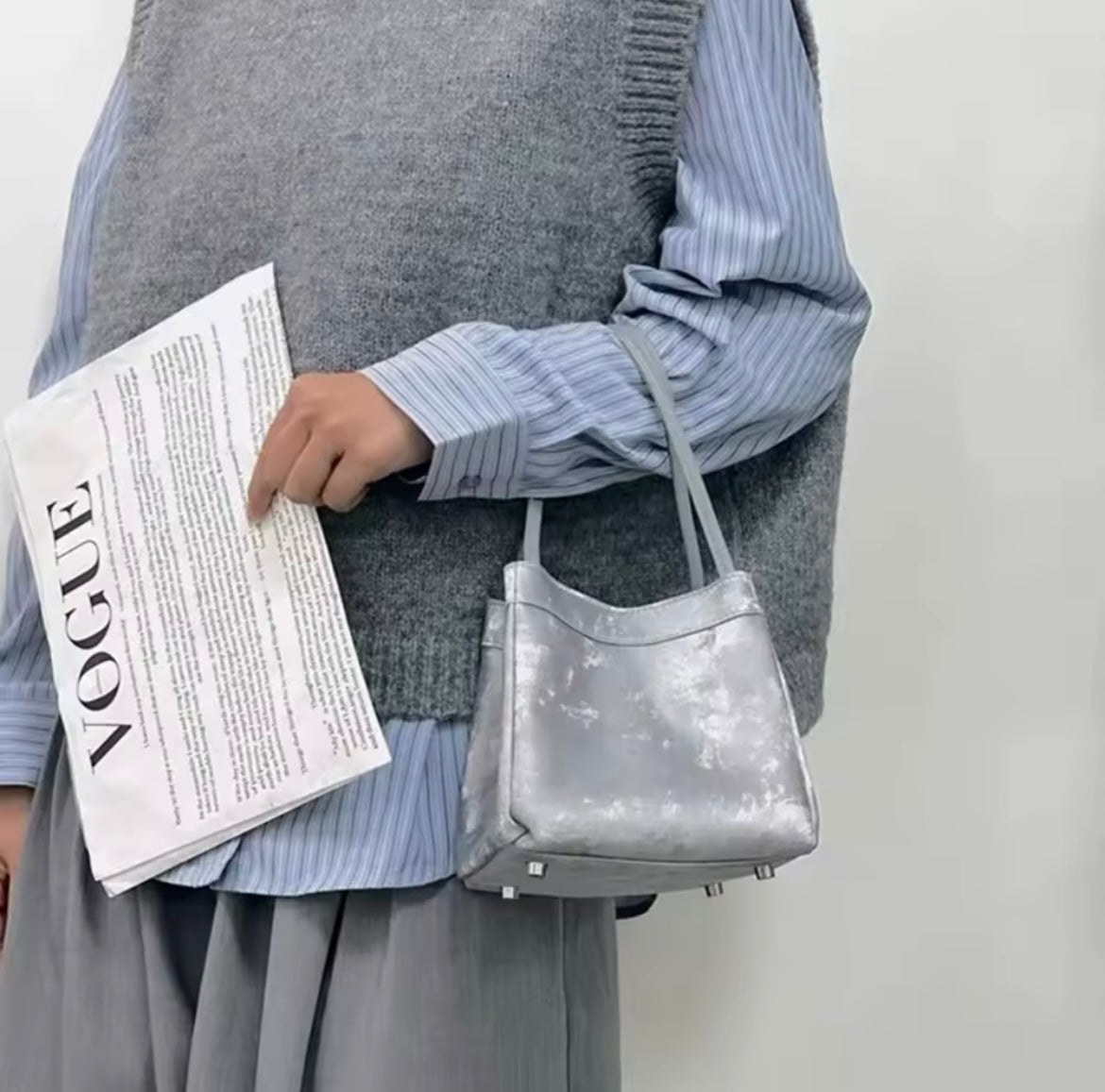 Mini suede leather purse handbag