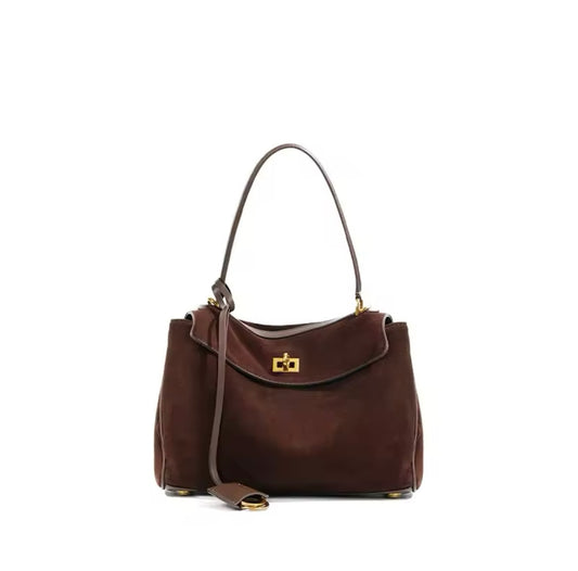 Genuine leather suede high capacity handbag