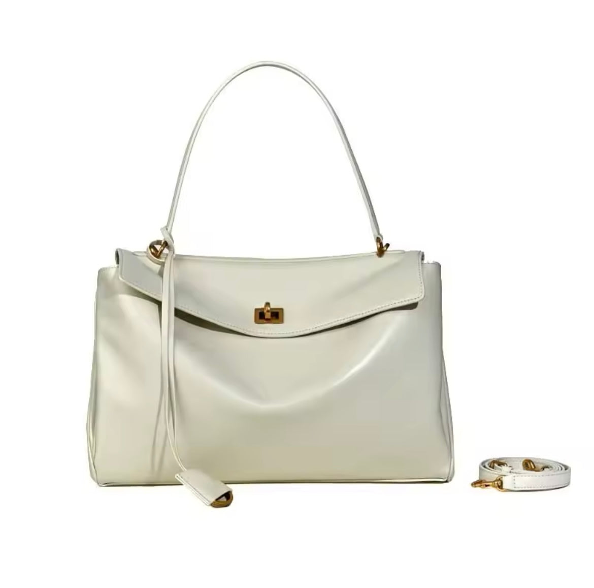 Luxury classy genuine leather exterior buckle handbag