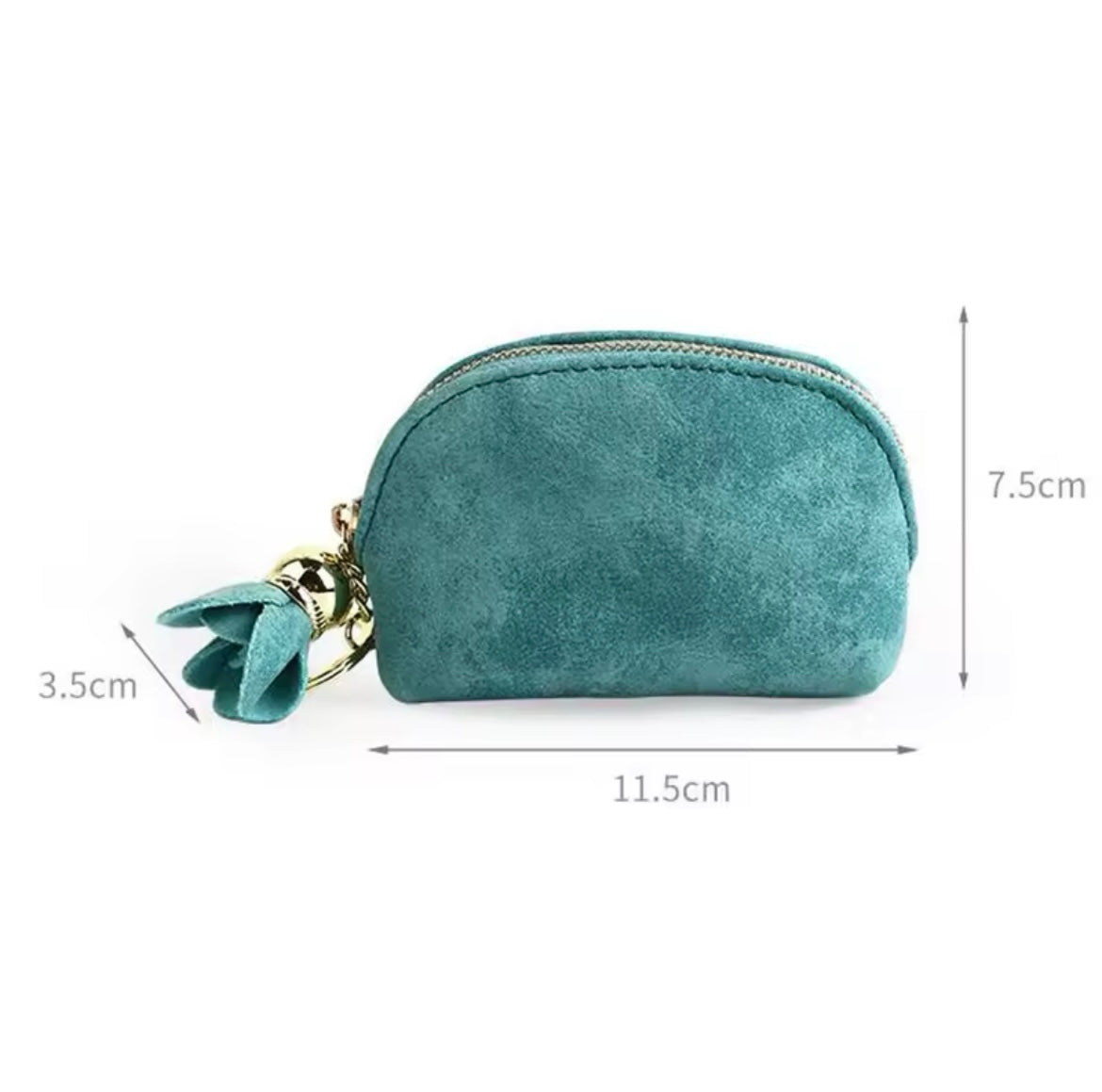 Mini zipper coin purse key card holder floral pendant