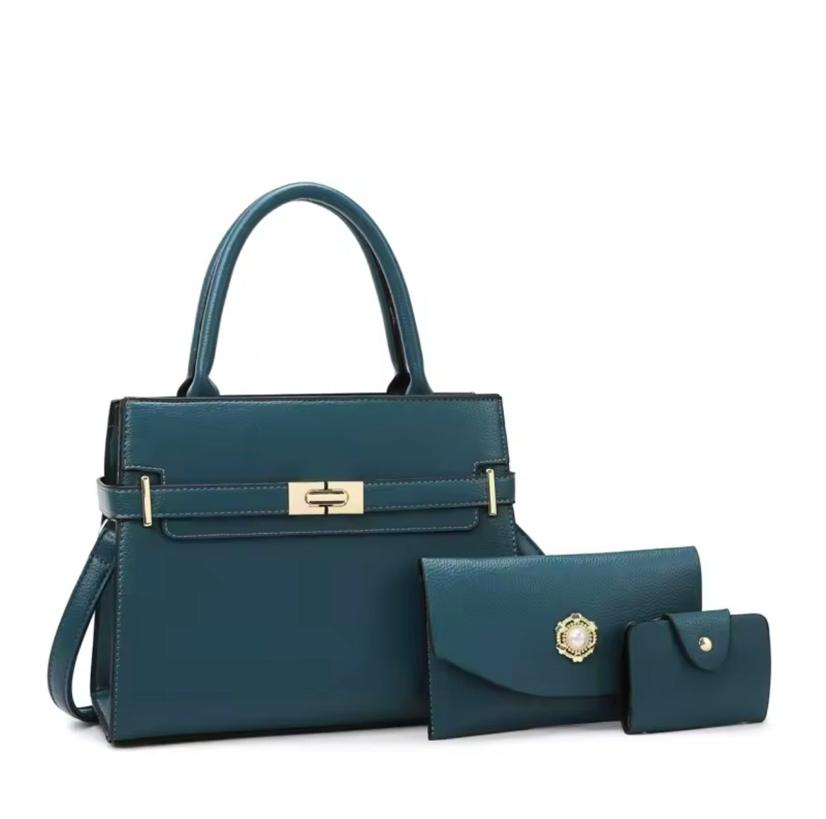 Classic faux leather luxury purse hand bag set