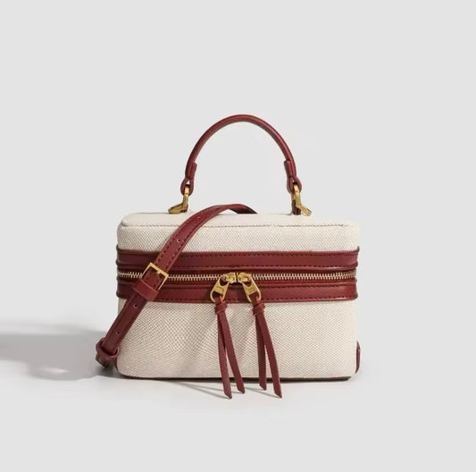 Thick canvas box style crossbody purse bag