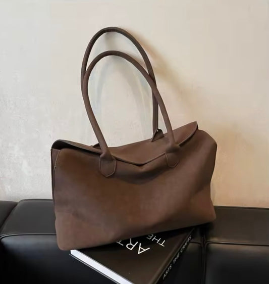 Classy faux suede English handbag