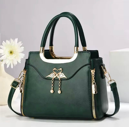 YSKHYs small chic faux leather swan gems handbag