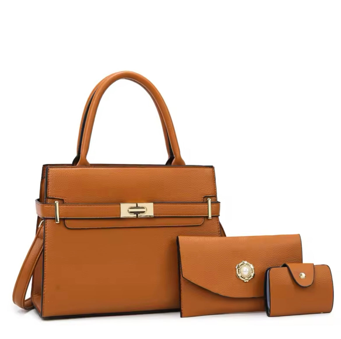 Classic faux leather luxury purse hand bag set