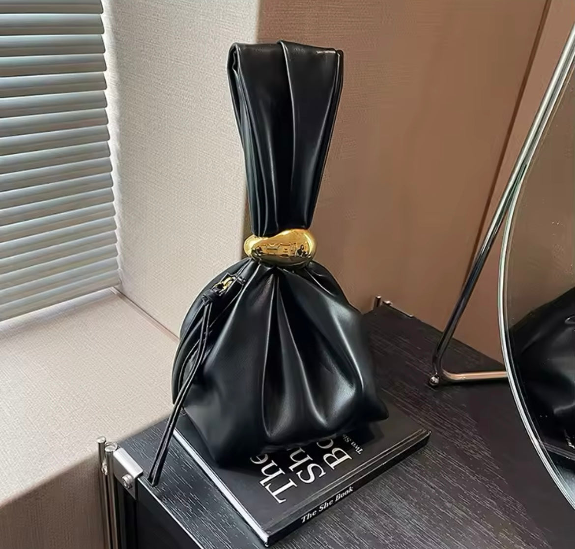 Soft mini faux leather clutch bag purse