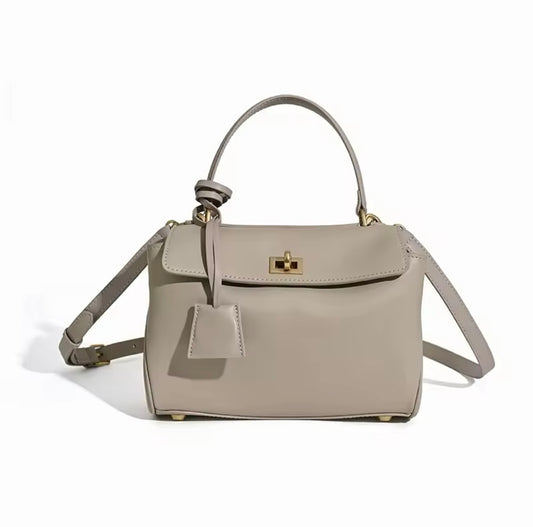 Mini luxury classy genuine leather exterior buckle handbag