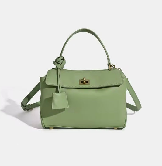 Mini luxury classy genuine leather exterior buckle handbag