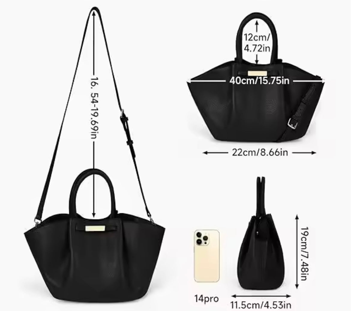 High capacity faux leather minimalist handbag