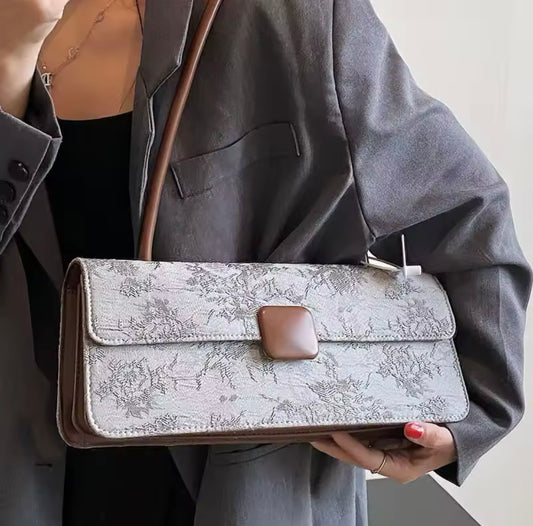 Elegant chic vintage French print purse shoulder bag