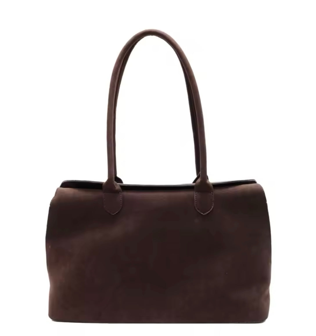 Classy faux suede English handbag