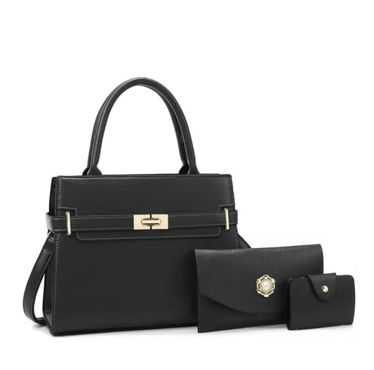 Classic faux leather luxury purse hand bag set