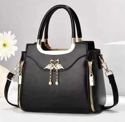 YSKHYs small chic faux leather swan gems handbag