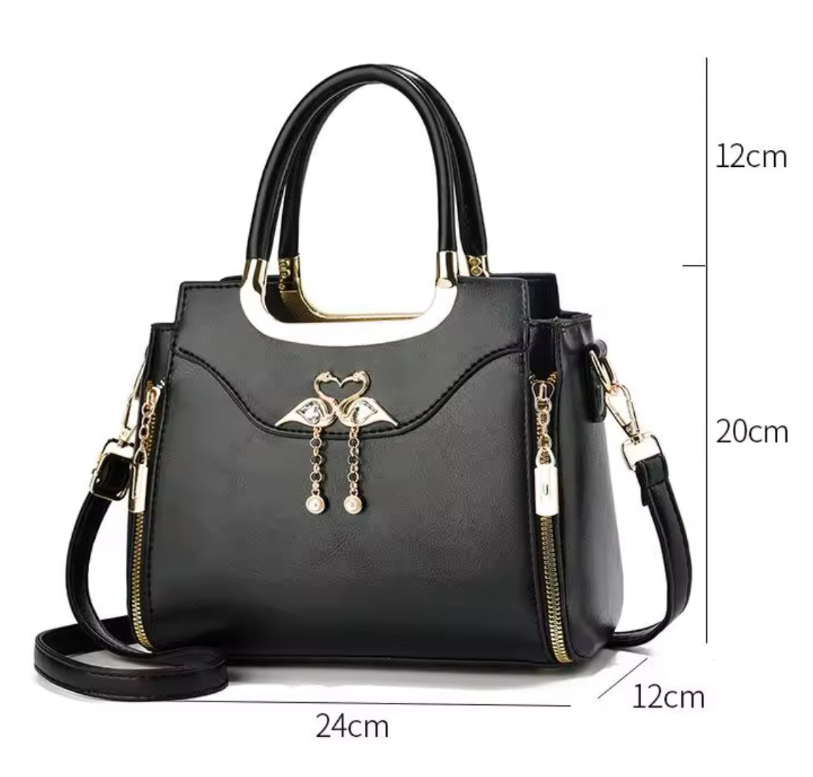 YSKHYs small chic faux leather swan gems handbag