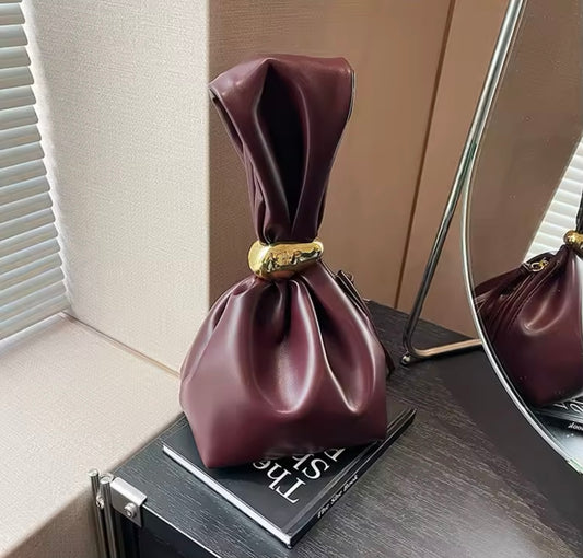 Soft mini faux leather clutch bag purse