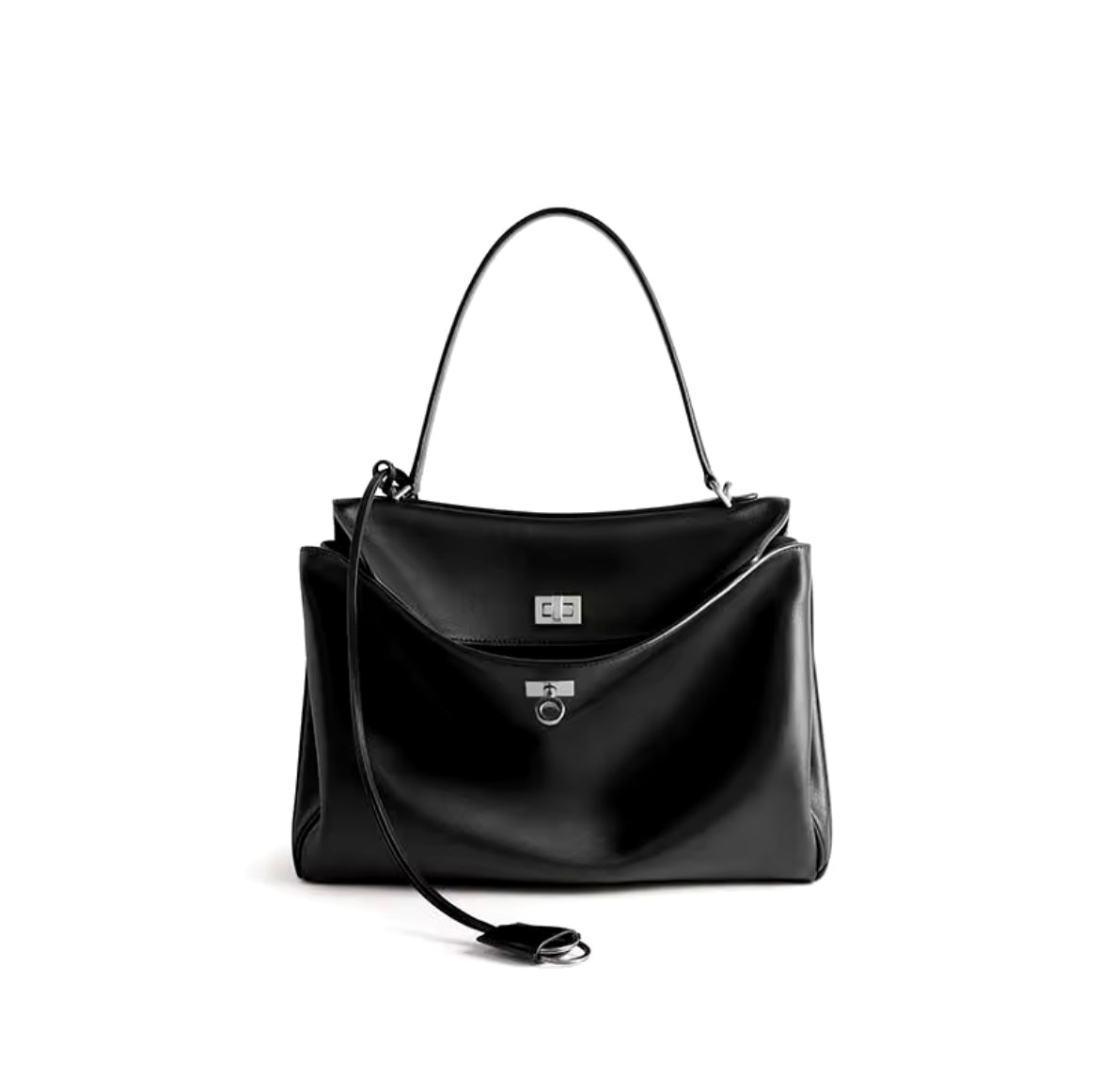 Luxury classy genuine leather exterior buckle handbag