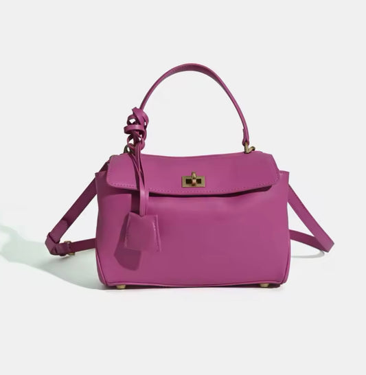 Mini luxury classy genuine leather exterior buckle handbag