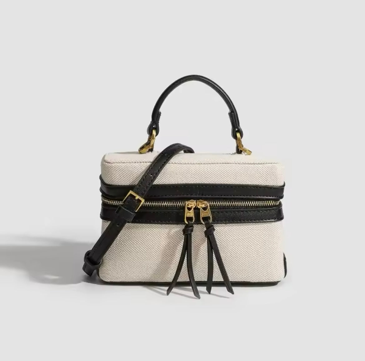 Thick canvas box style crossbody purse bag