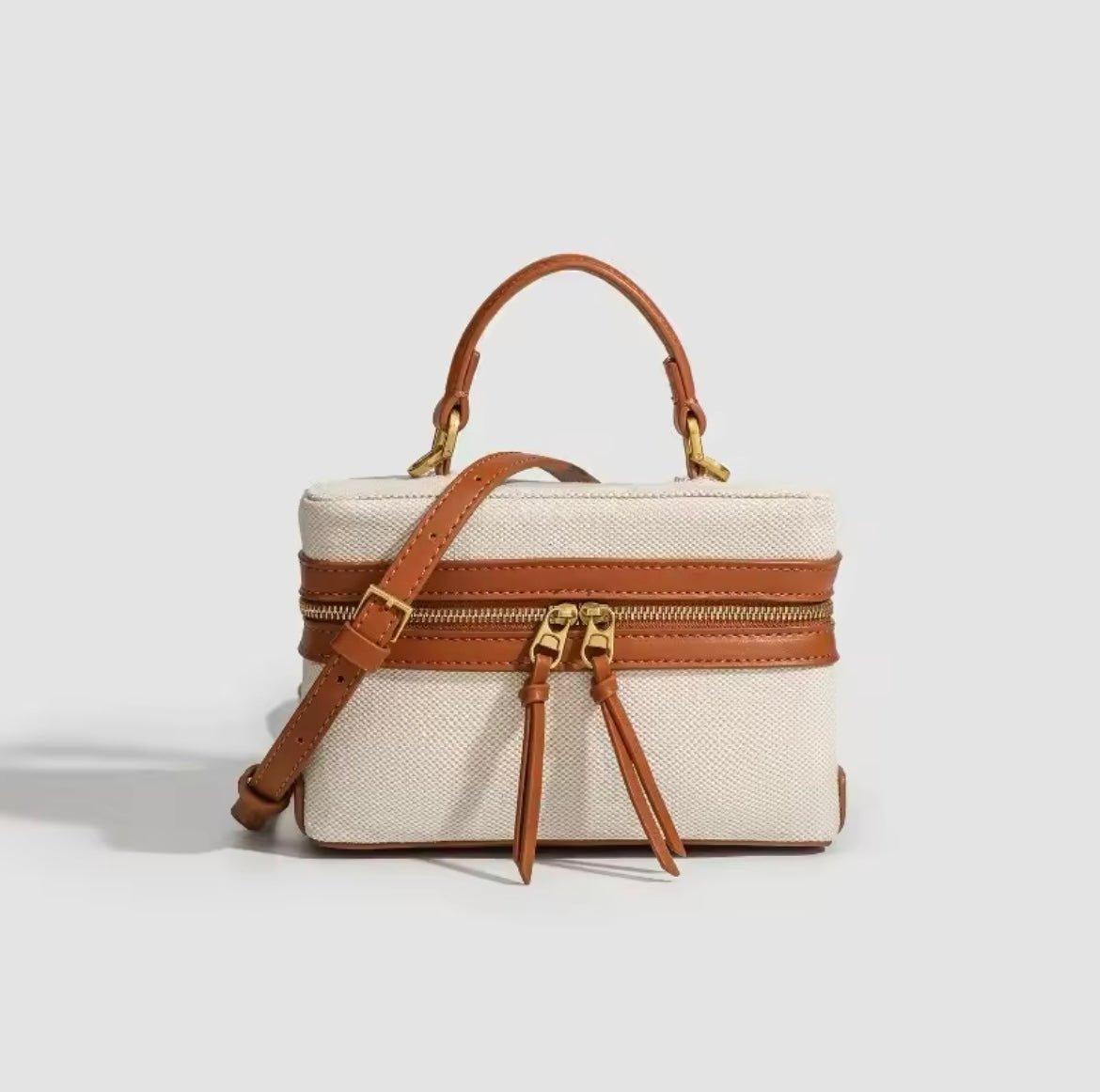 Thick canvas box style crossbody purse bag