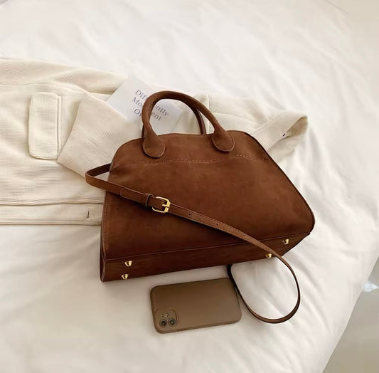 Moods boutique faux leather suede texture retro minimalist handbag